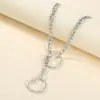 Europeu e Americano Retro Punk Metal Chain Colar Hip-Hop Trendy Hip-Hop Personalidade Simples Coração All-Match Masculino e Feminino Casal Colar