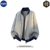 Cardigan de Punto de Lujo Ligero Marca NASA Suéter con Cuello Alto Moda Otoñal para Hombre Chaqueta de Lana Versátil Casual