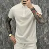 Camiseta Informal de Manga Corta de Color Sólido de Moda para Hombre, Polo Versátil Holgado con un Elegante Top de Media Manga