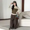 Conjunto de Primavera y Otoño para Niñas 2026 Nuevo Estilo Coreano Dulce para Niñas Mayores, Top Falso de Dos Piezas con Falda y Pantalones Casuales