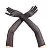 Luvas de gaze de malha elástica finas e compridas de 55cm para mulheres, finas, proteção solar, vestido da moda com acessórios de terno sexy, comércio exterior