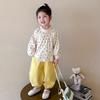 Conjunto de Camisa de Boneca de Bolinhas de Primavera para Meninas Novo Conjunto de Camisa de Duas Peças Infantil Estilo Coreano da Moda Bebê Primavera e Outono