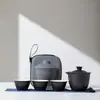 Juego de Té de Viaje del Fabricante, Taza de Preparación Rápida, Una Tetera y Tres Tazas, Pequeño Juego Portátil de Gaiwan, Juego de Kung Fu para Exteriores, Juego de Regalo para Preparar Té