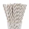 25 Peças em Estoque Atacado 6*197 Canudos de Papel Listrados Descartáveis Degradáveis Coloridos para Bebidas Chá de Leite