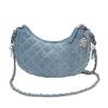 Bolso de Mezclilla para Mujer, Nuevo 2026 Moda Bolso Cruzado de Cadena Acolchado, Elegante Bolso de Media Luna Versátil para Verano Casual