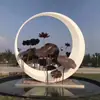 Escultura de Bandeira Vermelha para Paisagismo em Aço Inoxidável Quadrado Grande de Fibra de Vidro Construção de Partido Marcador Cultural Vermelho Ornaments