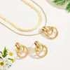 Collar Minimalista Geométrico en Espiral Circular Transfronterizo para Moda, Combinado con Cadena Plana de Serpiente y Cadena Redonda de Serpiente, Juego de Cadena Doble Capa para Clavícula