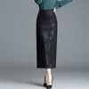 Saia Casual de Corte Reto com Fenda para Emagrecer para Mulheres 2025 Outono Nova Moda que Cobre o Quadril Saia Profissional de Um Passo de Comprimento Médio
