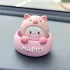 Adornos Creativos Lindos de Animales con Cabeza que se Mueve para Coche Dibujos Animados Lindos Mascotas Accesorios de Interior para Coche Adornos Decorativos para la Consola Central del Coche Femenino