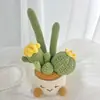 Productos Terminados de Flores Hechos a Mano de Amazon Transfronterizos, Plantas Pequeñas en Maceta de Hilo de Cactus Tejido, Adornos Creativos para Plantas en Maceta de Decoración del Hogar