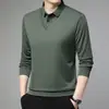Camiseta de Manga Larga para Hombre de Primavera y Otoño Casual de Negocios Cuello Polo Falso de Dos Piezas Camiseta Base Holgada para Hombre de Mediana Edad