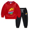 Conjunto de suéter infantil outono e inverno 2023 Estilo ocidental novo grande infantil de veludo acolchoado quente de inverno com mangas compridas
