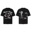Saint vintage Estilo Americano High Street Holgada Vtg Camiseta de Manga Corta para Hombre Camiseta Estampada Alfabeto Figura Camiseta Urbana