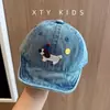 Gorra de Béisbol Estilo Coreano para Niños Pequeños, Primavera y Otoño, Visera Suave, Mezclilla, Cachorro de Dibujos Animados, Protección Solar, Gorra de Béisbol para Bebés