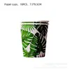 Suministros para Fiesta de Hojas de Palma Decoración de Cumpleaños Fiesta Tropical Hawaiana de Verano Plato de Papel Vaso de Papel Mantel Servilleta de Papel Cuchillo y Tenedor