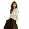 2026 Nuevo Chal de Punto Off-Shoulder Estilo Francés de Manga Larga para Mujer, Verano, Caído, Diseño Único, Top Ligero