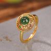 Anillo de plata de ley Yilu S925 con jaspe hetiano chapado en oro, ligero, de lujo, estilo retro, con huecos Xiangyun, estilo temperamento.