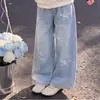Conjunto de Duas Peças Tendência para Meninas 2026 Primavera e Outono Novo Estilo Americano Jaqueta com Capuz Color Block Jeans com Estrelas