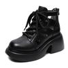 Sandálias de salto alto de sola grossa de couro genuíno femininas 2023 primavera e verão novas botas Martin respiráveis ocas botas de couro de vaca com buracos na camada superior