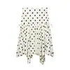 Conjunto de Moda Feminina de Verão Novo Estilo Europeu e Americano com Camisola Curta Estampada de Bolinhas e Saia Midi Irregular