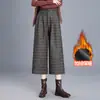 Pantalones Rectos Versátiles de Cuadros para Mujer, Nueva Colección Otoño/Invierno 2026, Cintura Alta, Adelgazantes, Cálidos, Cortos, Para la Oficina, Rejuvenecedores, Casual, Modernos