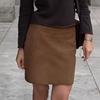 Falda Retro Slim de Ante para Cadera para Mujer Otoño e Invierno 2025 Marrón Maillard Falda Corta de Cintura Alta Venta al por Mayor
