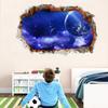 Inovador quarto sala de estar sofá fundo pintura decorativa 3D tridimensional parede quebra adesivos realistas vasto universo adesivos de parede