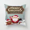 Funda de Cojín Navideño de Dibujos Animados Europeos y Americanos para Coche Funda de Almohada de Poliéster Lino Atmósfera Navideña