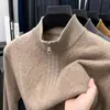 Suéter de Lã 100% Outono/Inverno 2026 Ano do Zodíaco Vermelho Masculino Espessado Gola Alta com Zíper Malha Básica