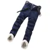 Pantalones de hombre forro polar de cordero invierno forrados de polar no se atan cómodos pantalones elásticos para hombre no sueltan pelusa jeans rectos