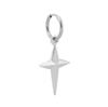Acero de titanio acero inoxidable arete clip para oreja cuatro puntas estrella colgante joyería personalidad línea redonda aretes