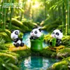 Mini Paisagem Fofo Boneco Panda Vermelho Fofo Jardinagem DIY Decoração Acessórios Mini Enfeites de Mesa