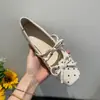 Aumento interno de altura de 3 cm, zapatos Mary Jane poco profundos de puntera cuadrada estilo hada con lunares suaves estilo francés para mujer