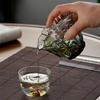 Juego de Té de Vidrio de Borosilicato Alto, Tazón con Tapa Bai Cai para Preparar Té, Resistente al Calor, Antiescaldado, Tetera de Mano con Agujero de Filtro, Juego de Té Kung Fu