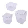Lixeira Pequena de Mesa Fofa Doméstica Pequena Quadrada Transparente de Acrílico Lixeira com Anel de Pressão para Escritório