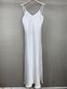 Vestido de Suspensório Dalian Feminino 26 Estilo Primavera/Verão em Linho Acetato Imitado Preto Sólido e Branco Cetim, Estilo Elegante