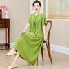 Novo Vestido de Algodão Estiloso para Mães de Meia-Idade, Vestido Longo de Viscose com Barra Ampla Plus-Size para Mulheres de Meia-Idade e Idosas