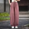 Novas calças de algodão e linho estilo chinês, nova coleção 2026, versáteis e estilosas, com cintura elástica, adequadas para primavera e outono, apresentando um design solto inspirado no Zen