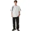 Traje Casual de Seda de Hielo para Hombre, Nueva Moda de Verano, Camiseta Cómoda de Cuello Redondo, Conjunto de Dos Piezas de Manga Corta para Hombre, Pantalones Delgados