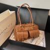 Bolsa de Mão Vintage Maillard Feminina Nova Primavera 2024 Bolsa de Ombro Textura de Alta Qualidade Casual Bolsa de Mensageiro de Axila