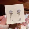Pendientes largos de plata 925 con borlas y circonitas para mujer, modernos, ligeros, de lujo, con lazo elegante que combina con todo.