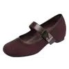Zapatos de cuero para dropshipping, zapatos para mujeres de mediana edad y mayores, zapatos planos de una sola pieza, estilo Mary Jane, zapatos de mujer con un ligero tacón, suela blanda, adecuados para primavera y otoño
