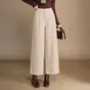 Pantalones de pierna ancha de mezcla de lana a la moda para mujer, nueva colección otoño/invierno 2026, de cintura alta, que cubren la cadera, de pierna recta, elegantes y casuales