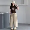 Conjunto de Duas Peças para Meninas de Verão, Blusa Fina com Estampa de Desenho Animado de Manga Curta e Calça Cenoura, Calça Cropped Estilosa e Moderna, Roupa Casual