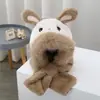Gorro con Bufanda Integrada de Dibujos Animados para Niños, Protección para los Oídos, para Niños y Niñas, Felpa Gruesa Caliente, Cortavientos, Peluche, Gorro para Bebé