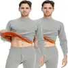 Roupa íntima térmica masculina com forro de fleece espesso para outono e inverno, à prova de frio, conjunto de calças compridas para base