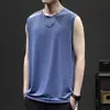 Chal sin mangas de cuello redondo con sensación de hielo, Top de verano de seda helada para correr, Chaleco deportivo para hombre, Camiseta sin mangas de secado rápido