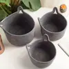 Cesta de Almacenamiento de Escritorio con Orejas de Gato Transfronteriza Cesta de Almacenamiento Tejida a Mano con Hilo de Algodón Cesta de Almacenamiento de Mesita de Noche Cesta para Llaves y Artículos Varios