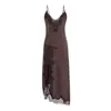 Venta al por mayor Otoño 2025 Nuevo Vestido de Tirantes de Encaje para Mujer Estilo Europeo y Americano 8917 Café, Albaricoque, Negro Poliéster Corte Ajustado