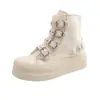 Zapatos de lona para mujer, nuevo estilo coreano de otoño 2026, versátiles de suela gruesa, que aumentan la altura, transpirables, zapatillas casuales de caña alta para mujeres bajitas
